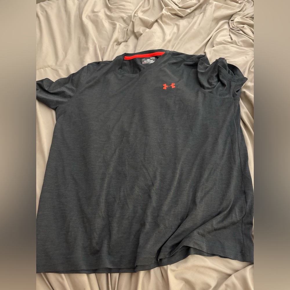 LG Men's Dark Gray T-Shirt with Red Accents